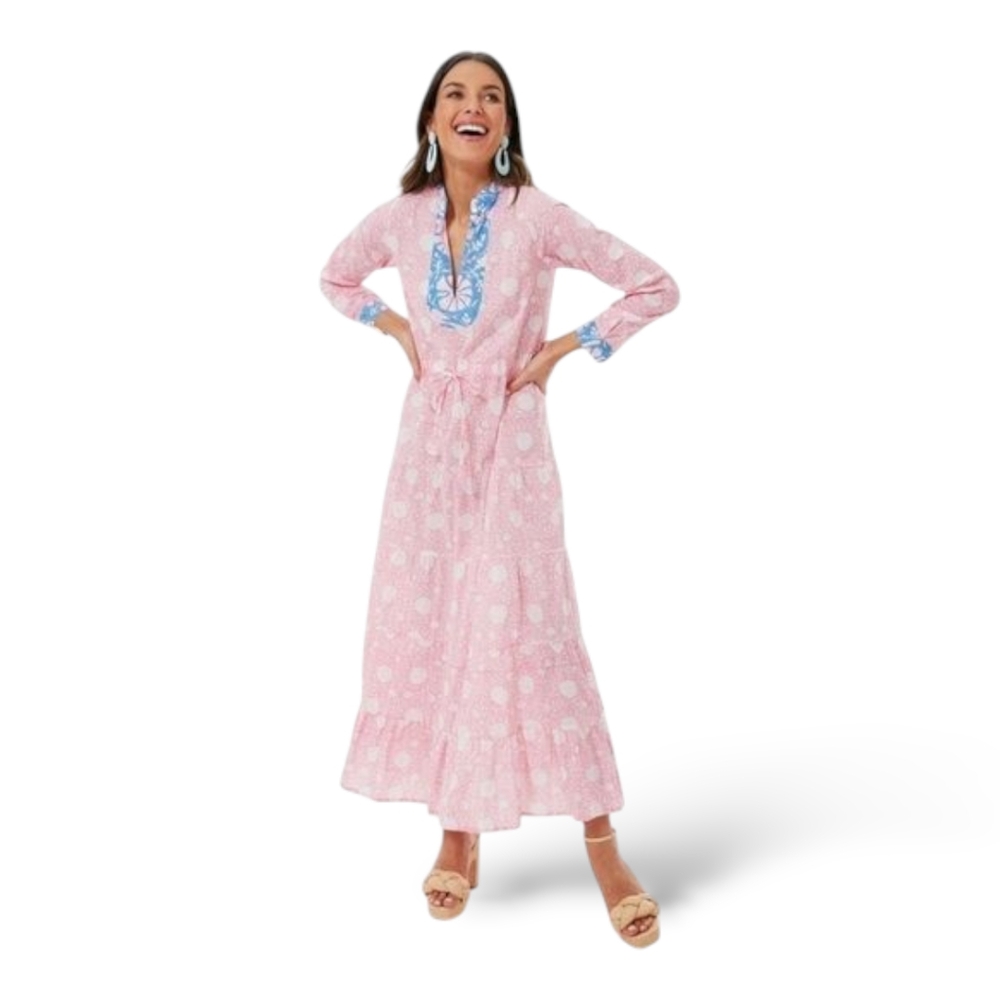 Kleed Kaftan Artisanal Block Print Maxi Dress S/M | Indie Boho Vibe - Handloomed
